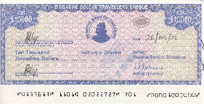 Beschrijving voorzijde: TRAVELLERS CHEQUE